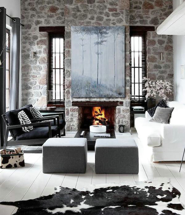 Oversized Canvas Art On Canvas,Oversized Abstract Landscape Painting,Huge Abstract Canvas Art,White,Grey,Black.etc